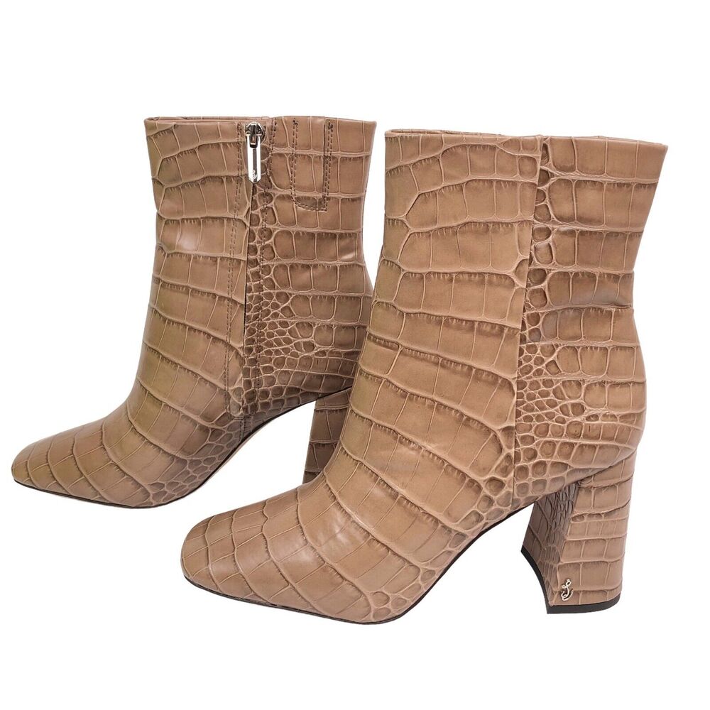 New Sam Edelman Codie Croc Square Toe Block Heel … - image 4